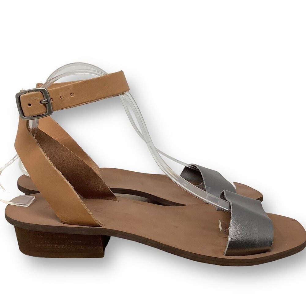 Madewell Boardwalk Ankle Strap Sandal Tan and Metallic Gold/Bronze size 9.5